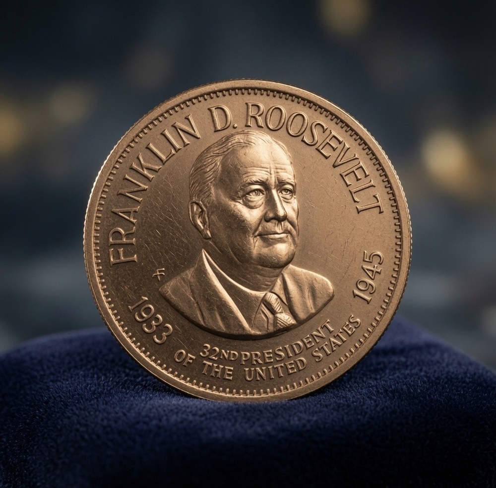 1968 Shell Presidential Hall of Fame Coin / Token Franklin D Roosevelt